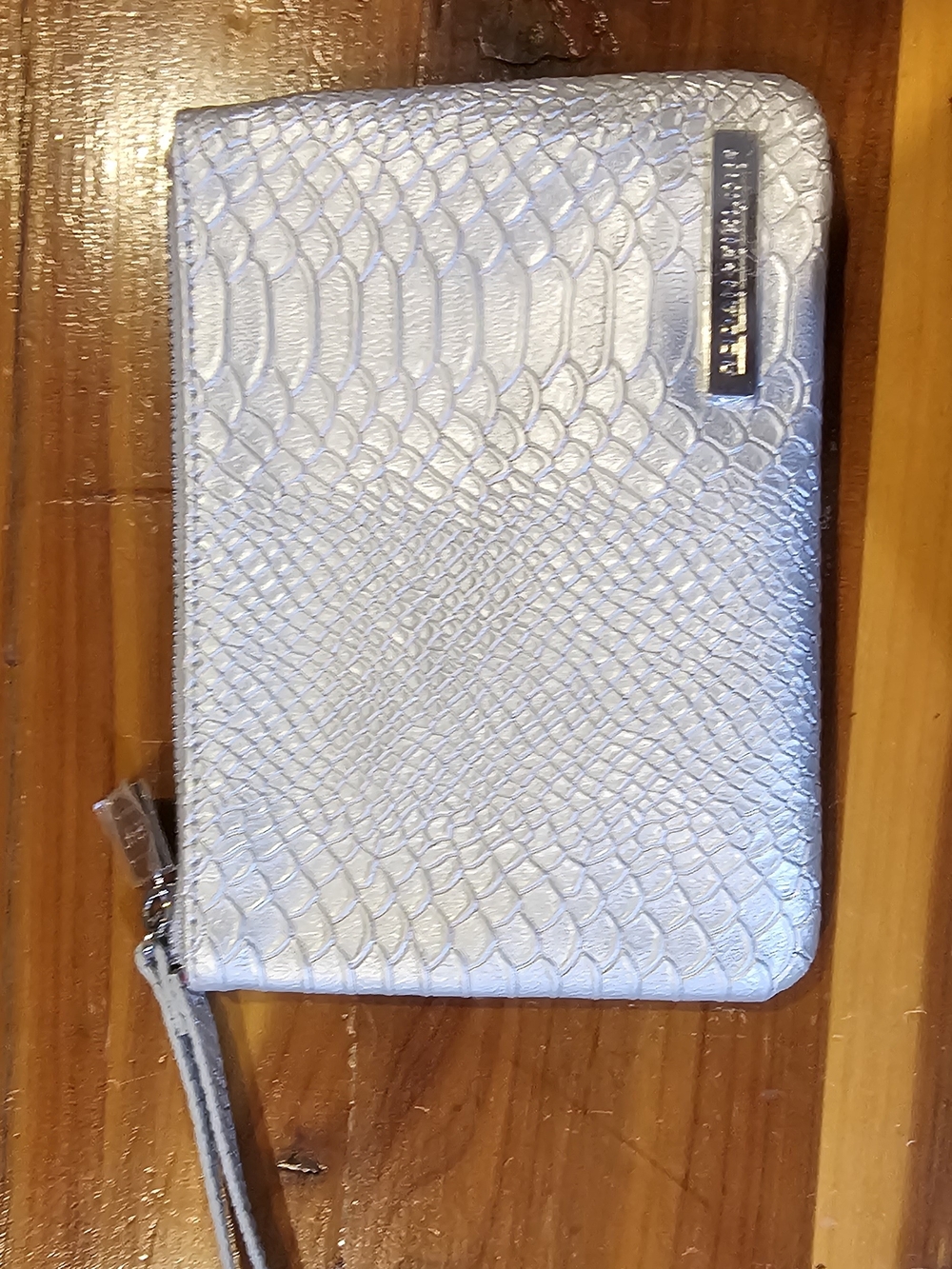 Rodan + Fields Silver Textured Zip Wristlet